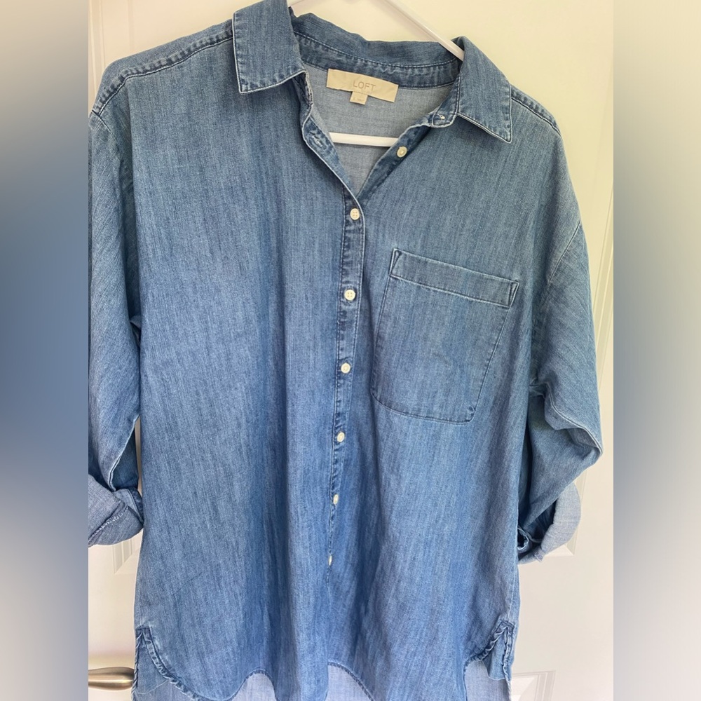 Loft Denim Long Over Sized Shirt Size Small NWOT